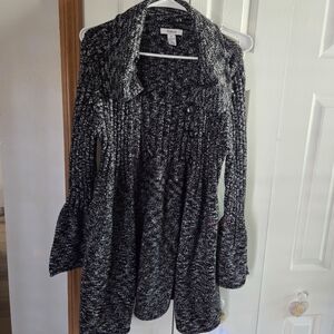 Chic Black and Gray Women's Cardigan